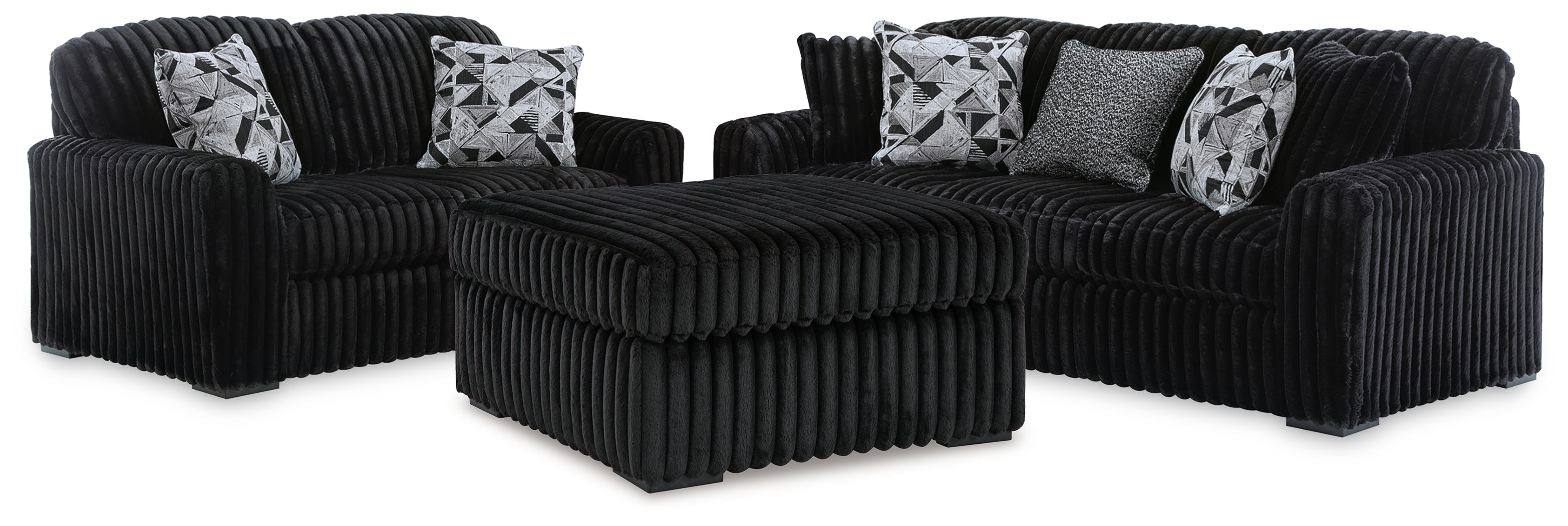 Hoover Furniture Outlet - Ashley Furniture - Midnight-Madness Sofa, Loveseat and Oversized Ottoman - Sofa, Loveseat and Oversized Ottoman - 98103U13