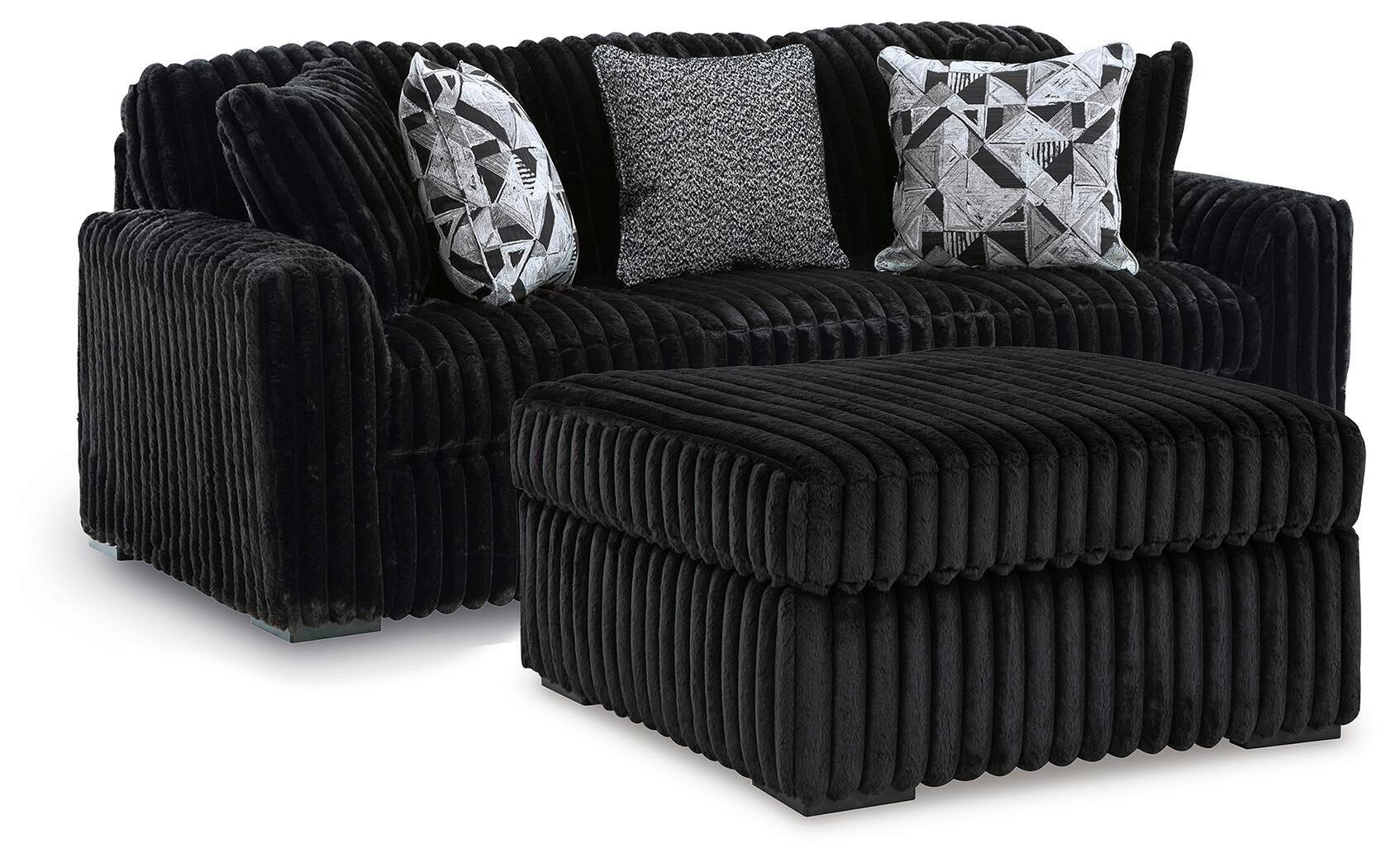 Hoover Furniture Outlet - Ashley Furniture - Midnight-Madness Sofa and Oversized Ottoman - Sofa and Oversized Ottoman - 98103U16