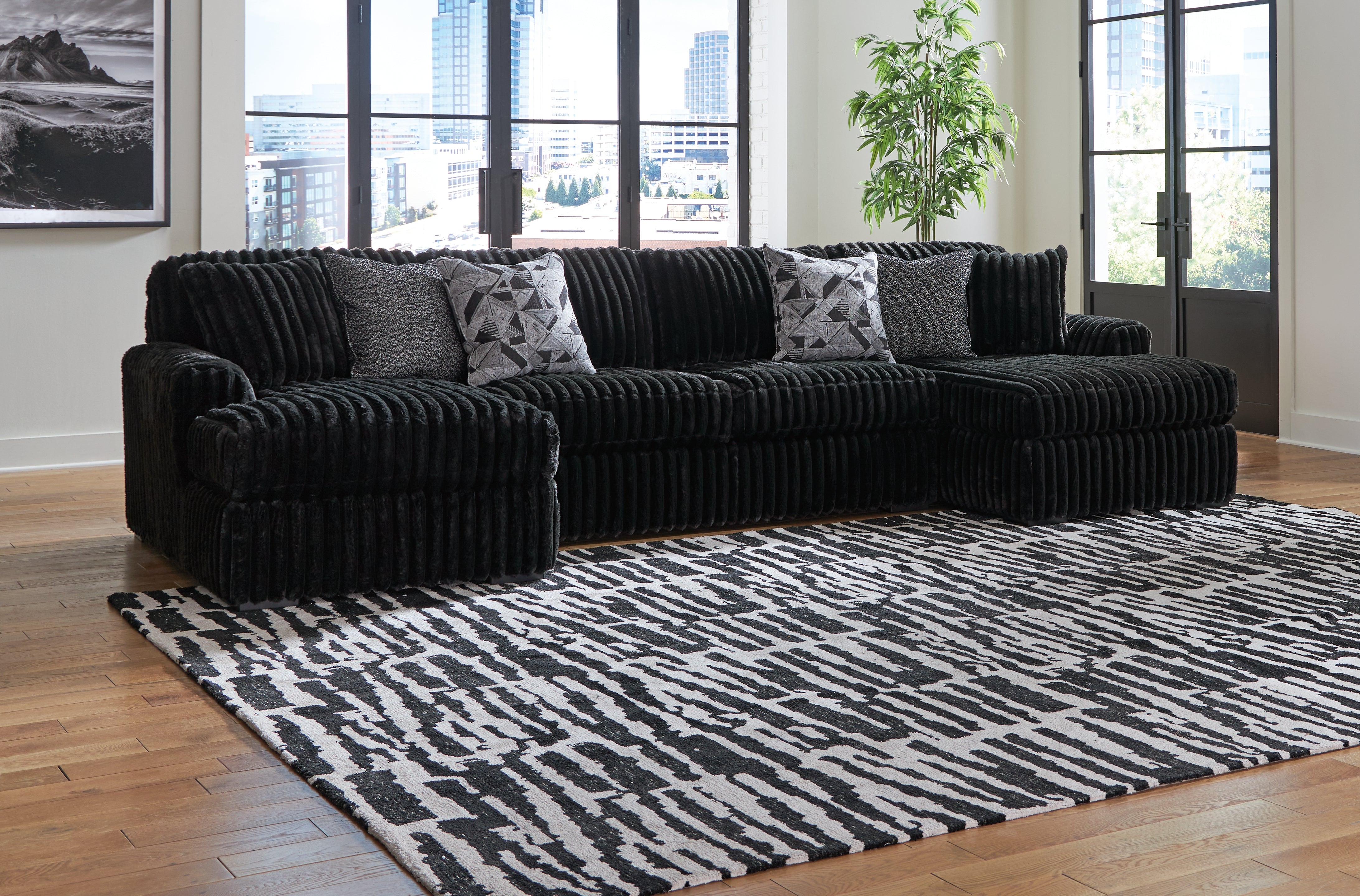 Hoover Furniture Outlet - Ashley Furniture - Midnight-Madness 3-Piece Sectional with Chaise - RAF 3-Piece Sectional with Chaise - 98103S5