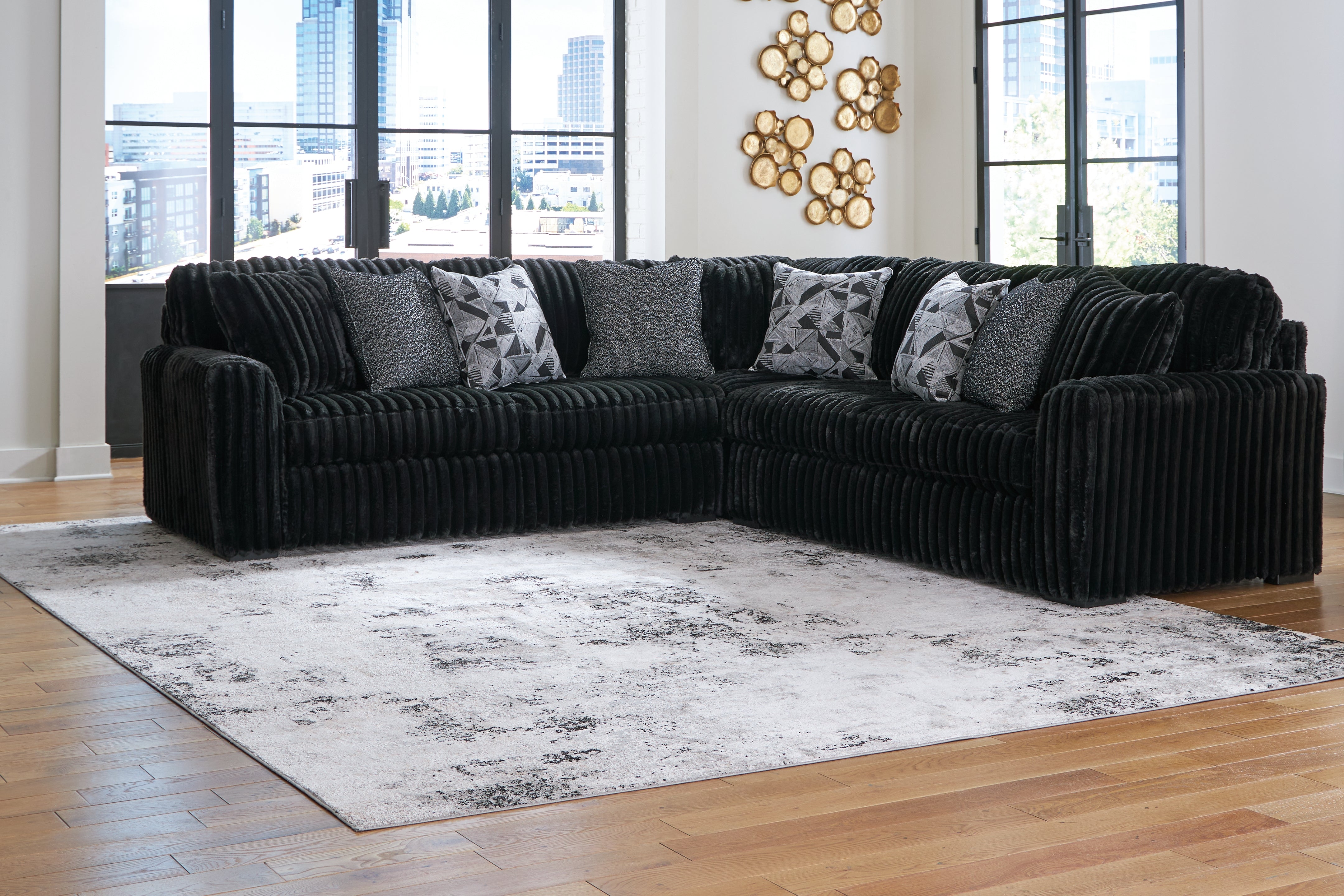 Hoover Furniture Outlet - Ashley Furniture - Midnight-Madness 3-Piece Sectional - LAF 3-Piece Sectional - 98103S6