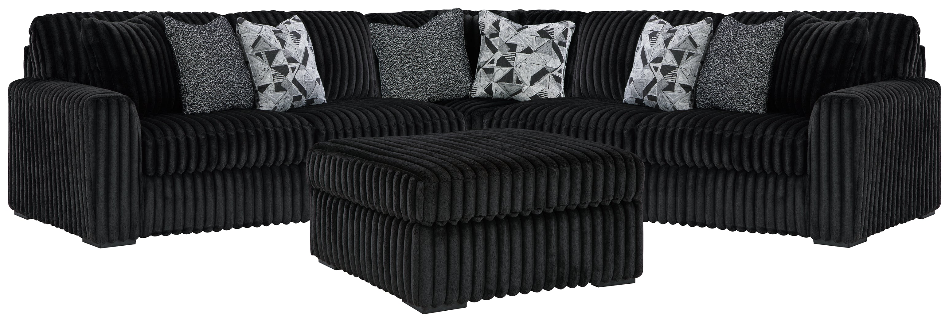 Hoover Furniture Outlet - Ashley Furniture - Midnight-Madness 3-Piece Sectional and Oversized Ottoman - 3-Piece Sectional and Oversized Ottoman - 98103U7