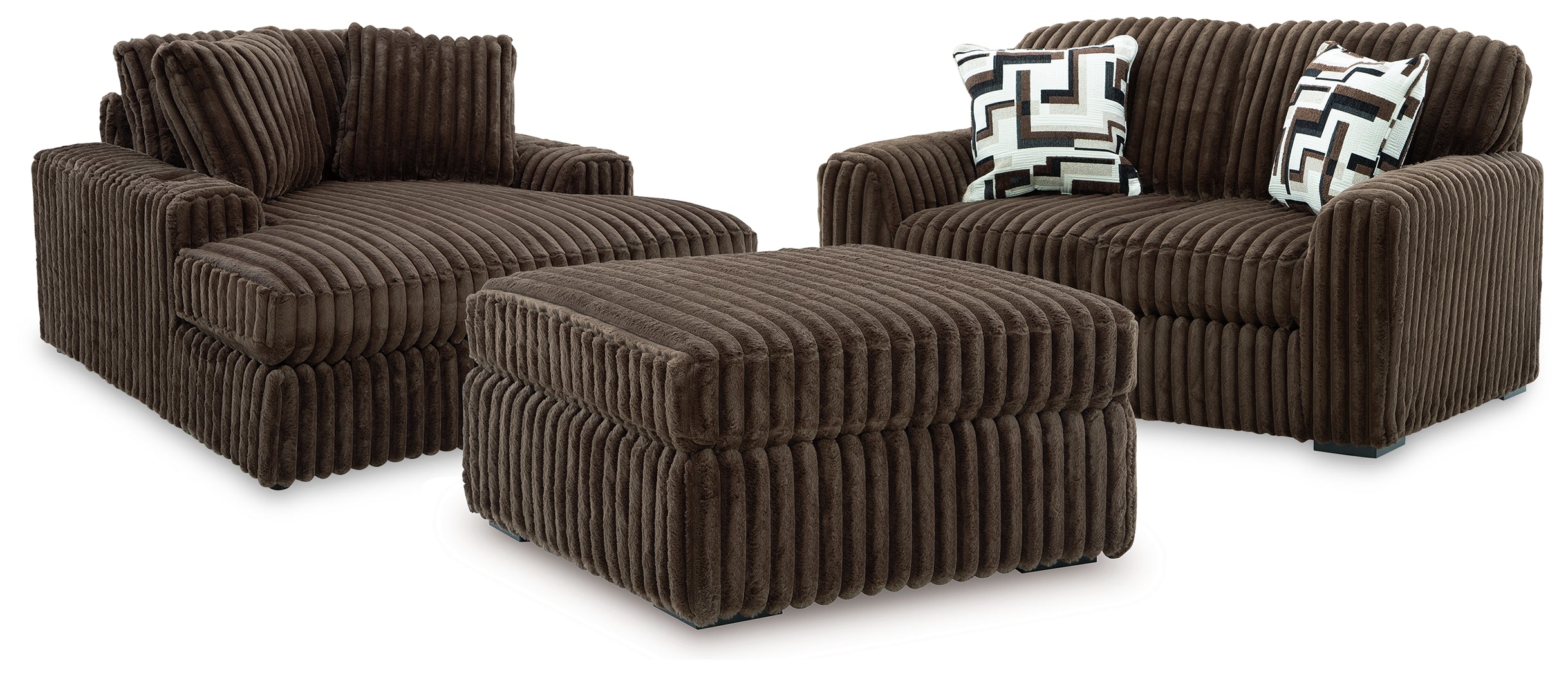 Hoover Furniture Outlet - Ashley Furniture - Midnight-Madness Loveseat, Oversized Chaise and Ottoman - Loveseat, Oversized Chaise and Ottoman - 98104U3