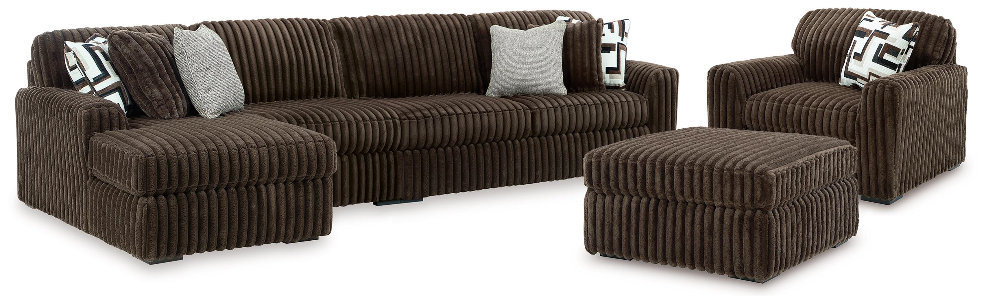 Hoover Furniture Outlet - Ashley Furniture - Midnight-Madness 3-Piece Sectional, Oversized Chair and Ottoman - 3-Piece Sectional, Oversized Chair and Ottoman - 98104U10