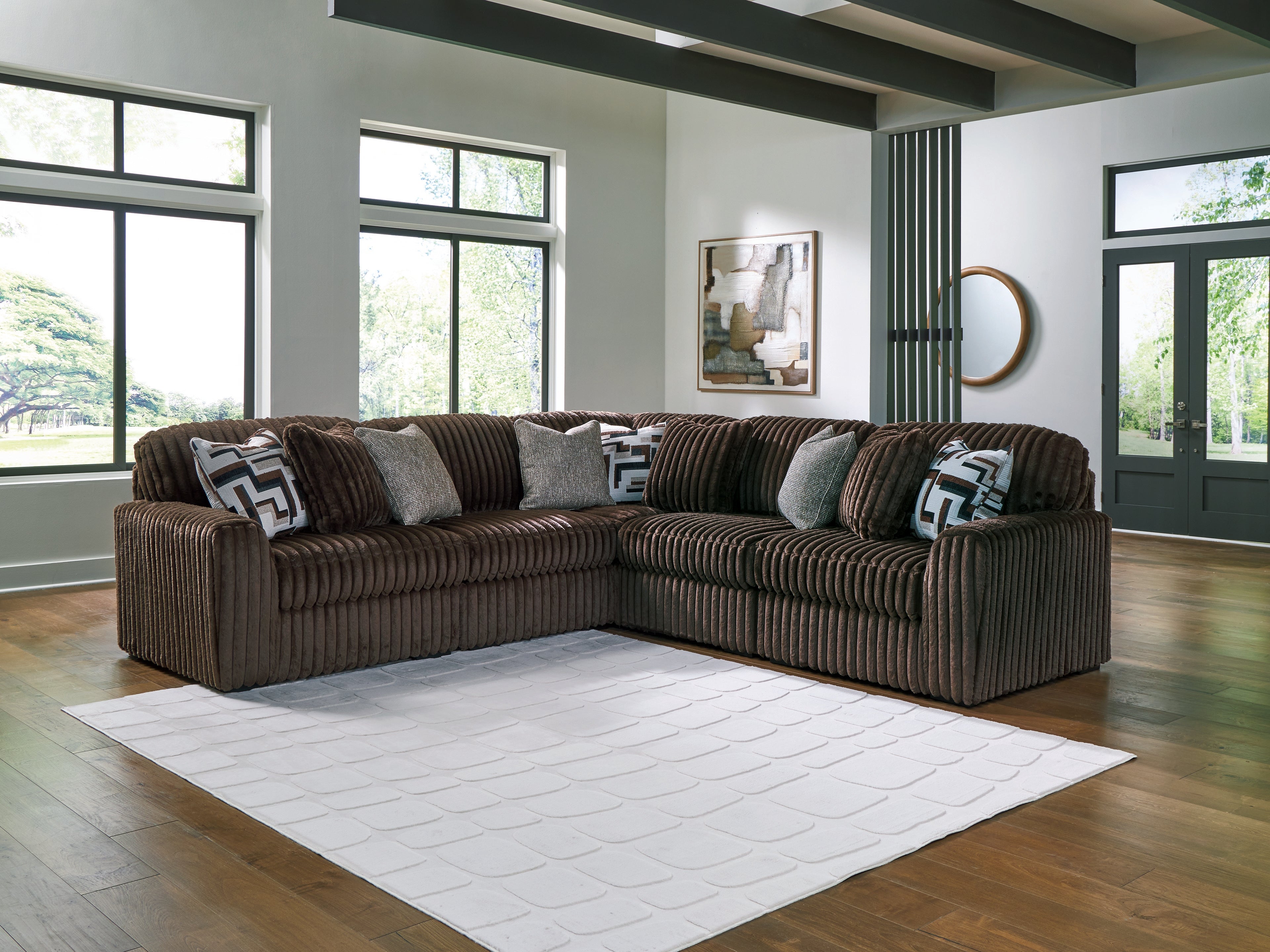 Hoover Furniture Outlet - Ashley Furniture - Midnight-Madness 5-Piece Sectional - RAF 5-Piece Sectional - 98104S26