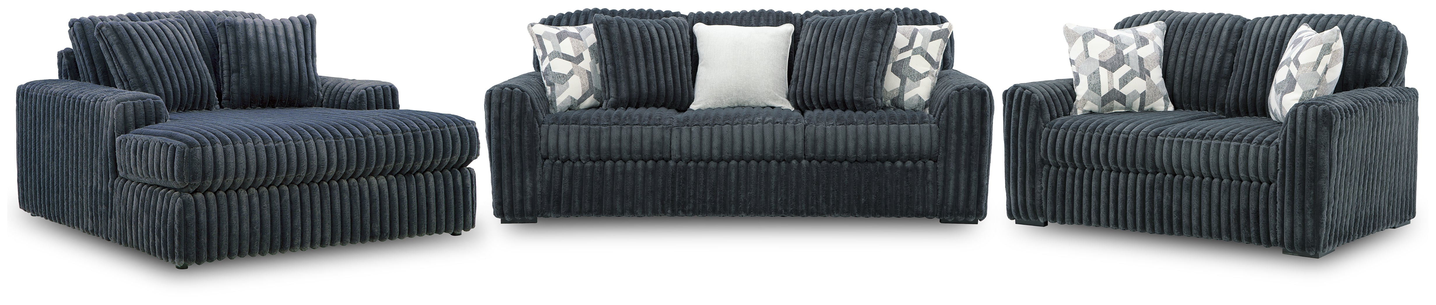 Hoover Furniture Outlet - Ashley Furniture - Midnight-Madness Sofa, Loveseat and Oversized Chaise - Sofa, Loveseat and Oversized Chaise - 98105U2