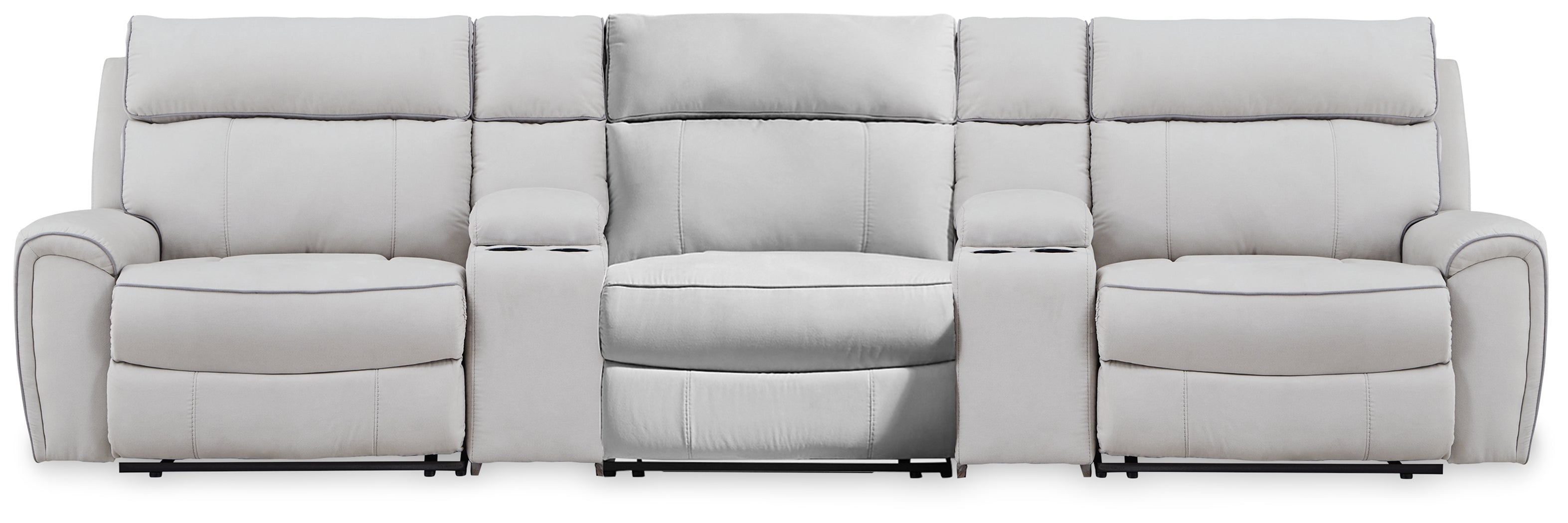 Hoover Furniture Outlet - Ashley Furniture - Social Pointe 5-Piece Reclining Sectional with Storage Consoles - 5-Piece Reclining Sectional with Storage Consoles - PC98802S39