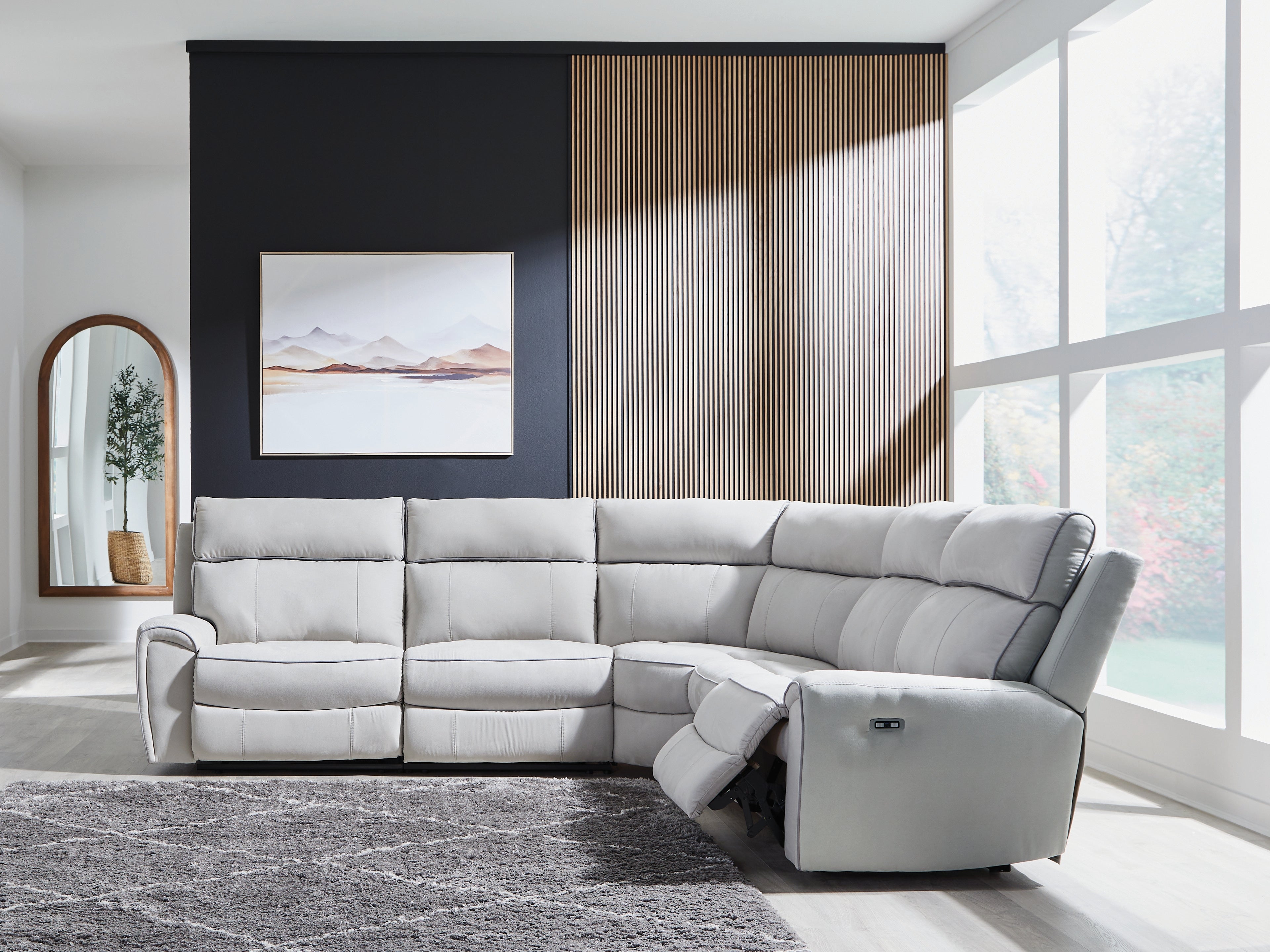 Hoover Furniture Outlet - Ashley Furniture - Social Pointe 5-Piece Power Reclining Sectional - 5-Piece Power Reclining Sectional - PC98802S8