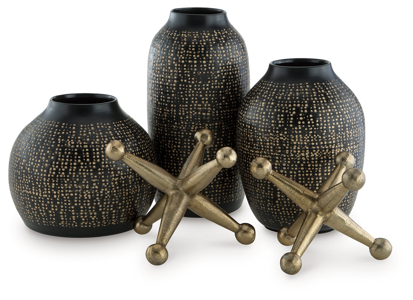 Hoover Furniture Outlet - Ashley Furniture - Vinburn Accessory Set (Set of 5) - Accessory Set (5/CN) / Black/Gold Finish - A2C00212