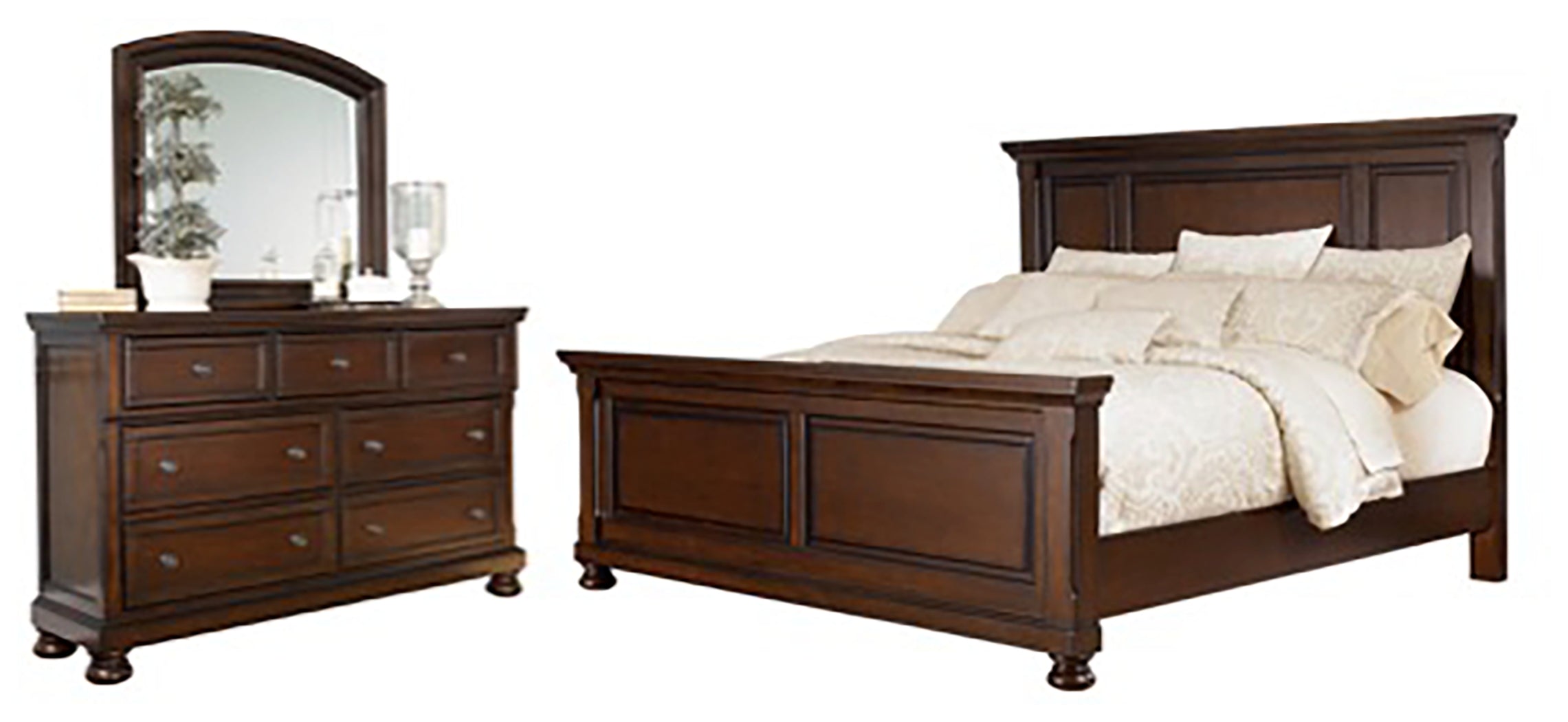 Hoover Furniture Outlet - Ashley Furniture - Porter King Panel Bed, Dresser and Mirror - King Panel Bed, Dresser and Mirror - B697B34