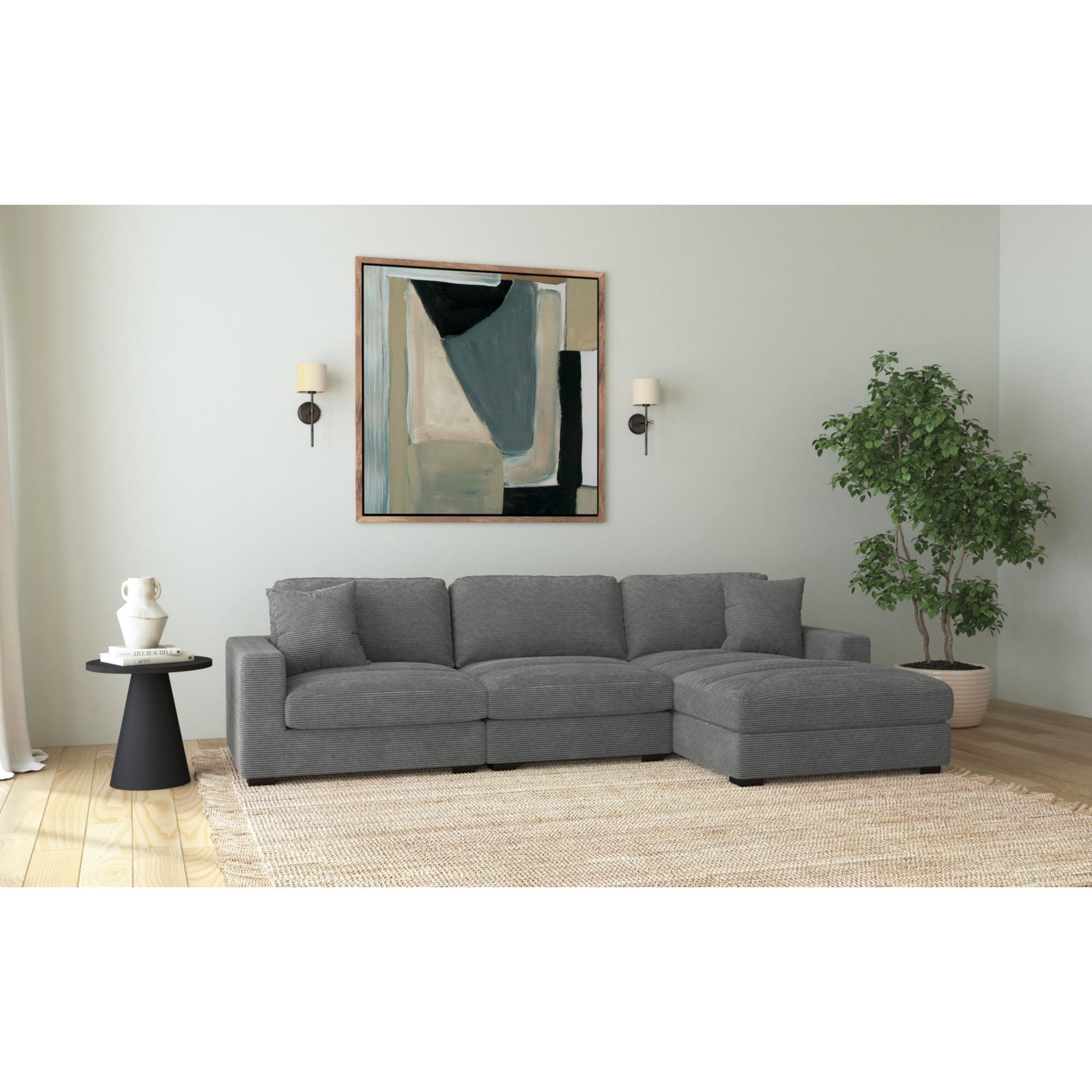 Arizona Modular Armless Chair in Steno Charcoal – SKU U-8540-9442-103 | Elements