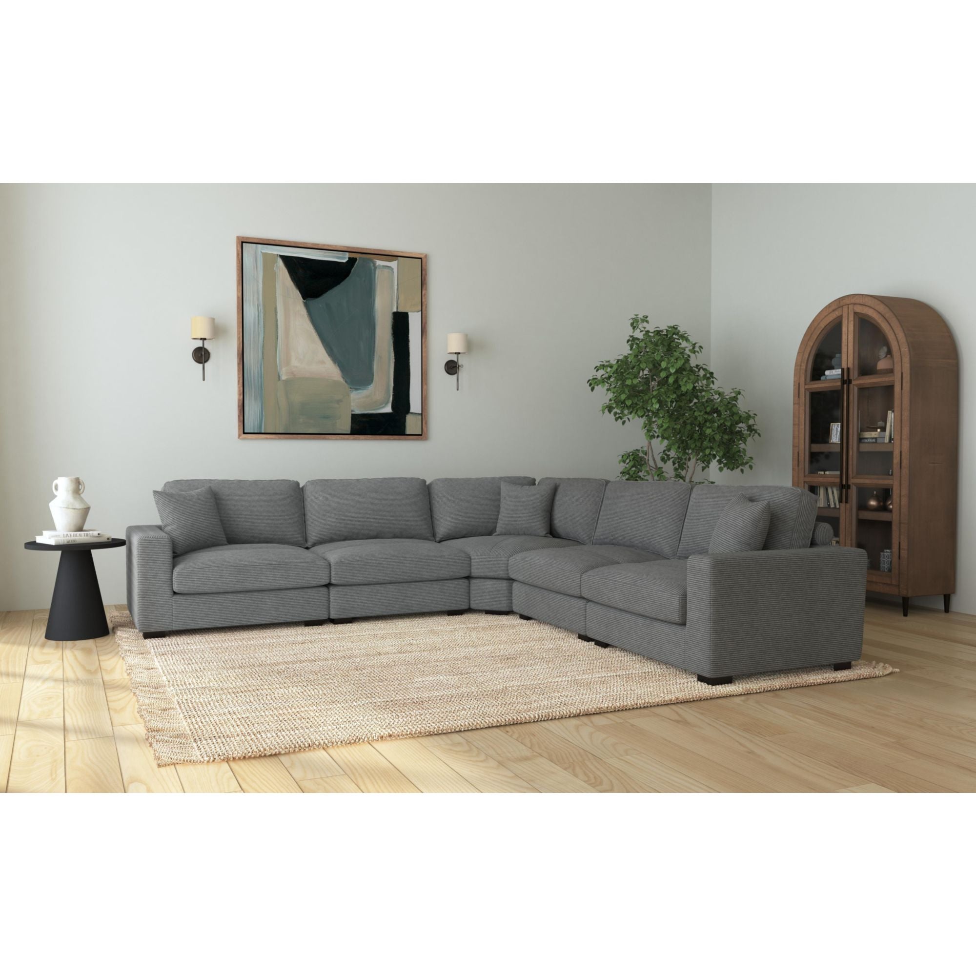 Arizona Modular Wedge with 1 pillow 20" in Steno Charcoal – SKU U-8540-9442-210 | Elements