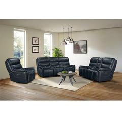 Aruba Power Motion Loveseat with Power Headrest and Console in Pebble Navy – SKU U-9070-8202-285PP | Elements