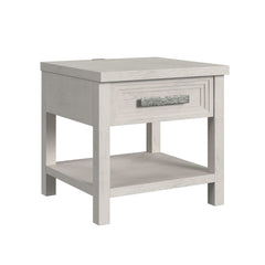 Avalanche End Table with USB in Antique White