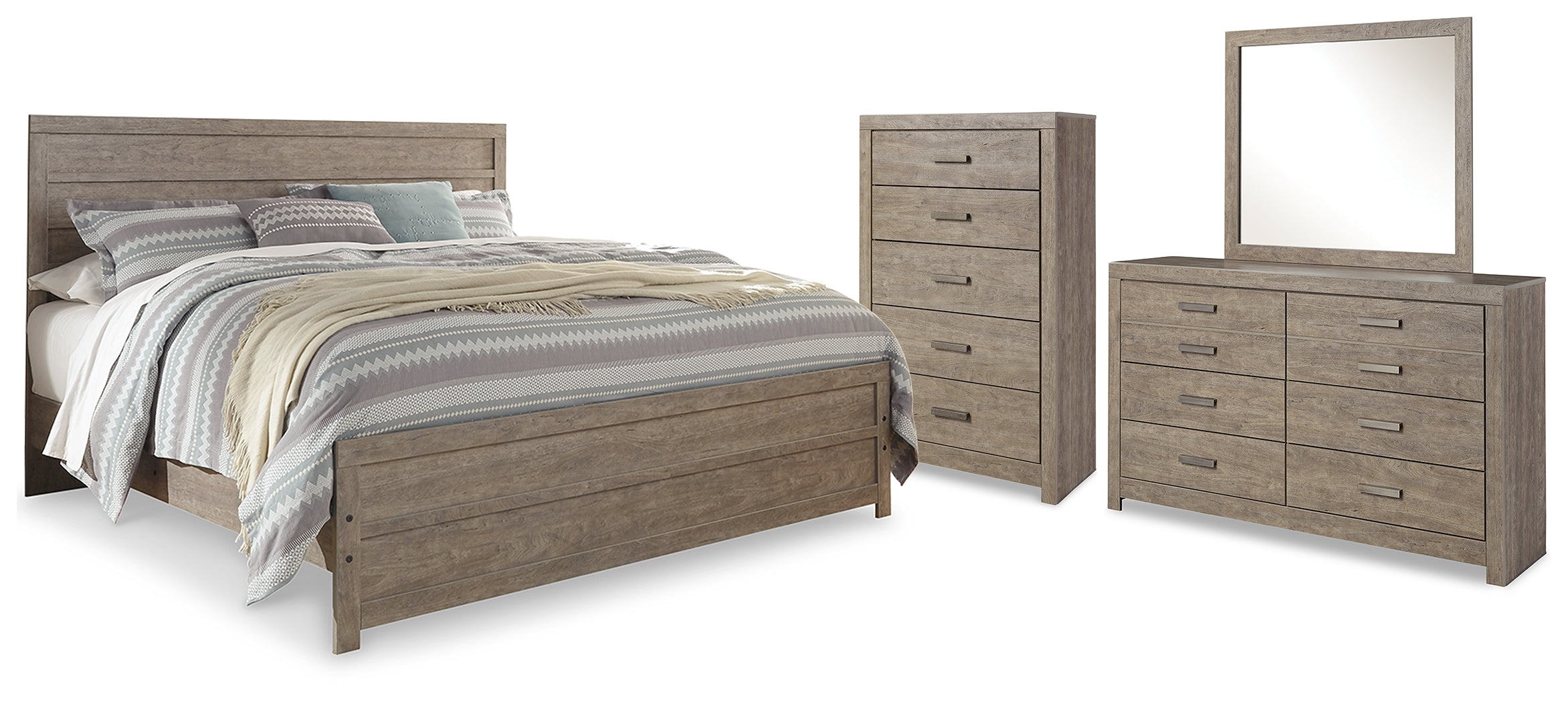 Hoover Furniture Outlet - Ashley Furniture - Culverbach King Panel Bed, Dresser, Mirror and Chest - King Panel Bed, Dresser, Mirror and Chest - B070B30