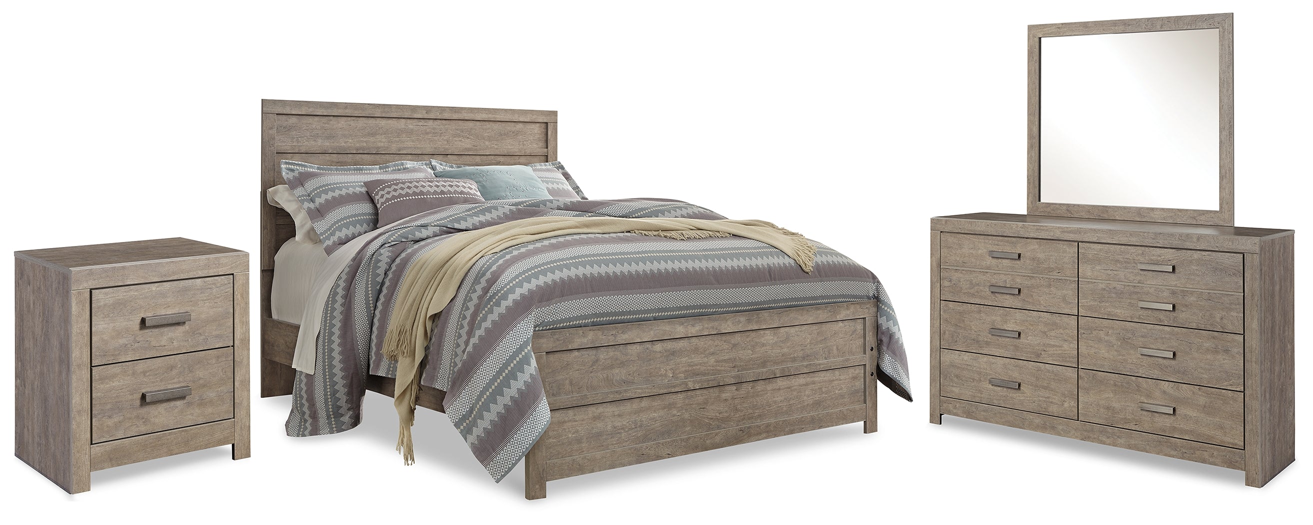 Hoover Furniture Outlet - Ashley Furniture - Culverbach Queen Panel Bed, Dresser, Mirror and Nightstand - Queen Panel Bed, Dresser, Mirror and Nightstand - B070B14
