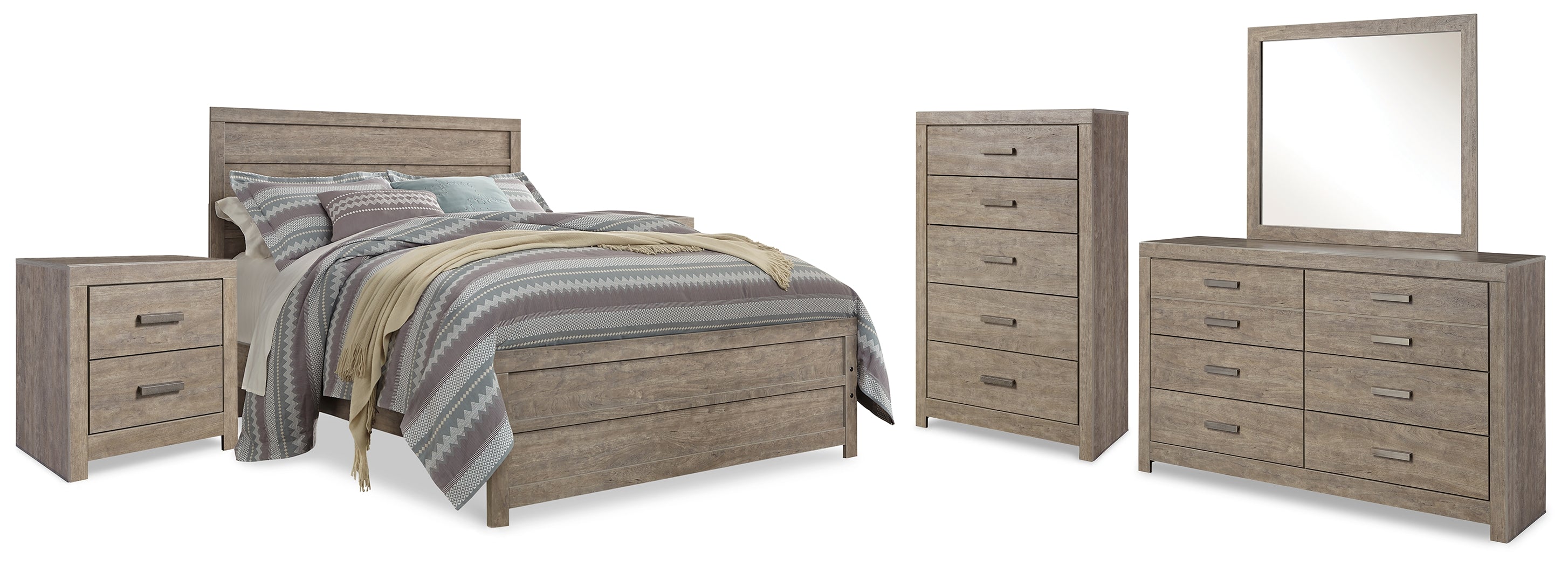 Hoover Furniture Outlet - Ashley Furniture - Culverbach Queen Panel Bed, Dresser, Mirror, Chest and 2 Nightstands - Queen Panel Bed, Dresser, Mirror, Chest and 2 Nightstands - B070B20