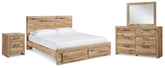 Hoover Furniture Outlet - Ashley Furniture - Hyanna Queen Panel Storage Bed, Dresser, Mirror and Nightstand - Queen Panel Storage Bed, Dresser, Mirror and Nightstand - B1050B15