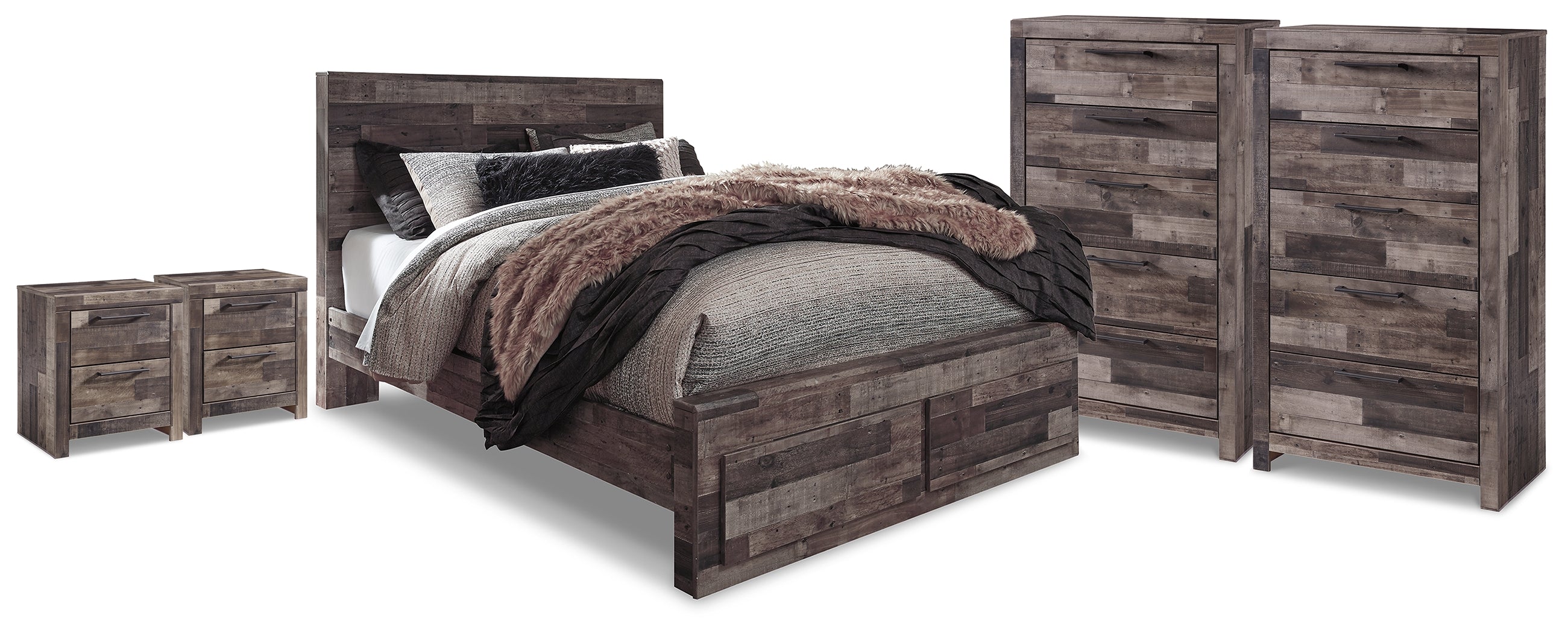 Hoover Furniture Outlet - Ashley Furniture - Derekson Queen Storage Bed, 2 Chests and 2 Nightstands - Queen Storage Bed, 2 Chests and 2 Nightstands - B200B71