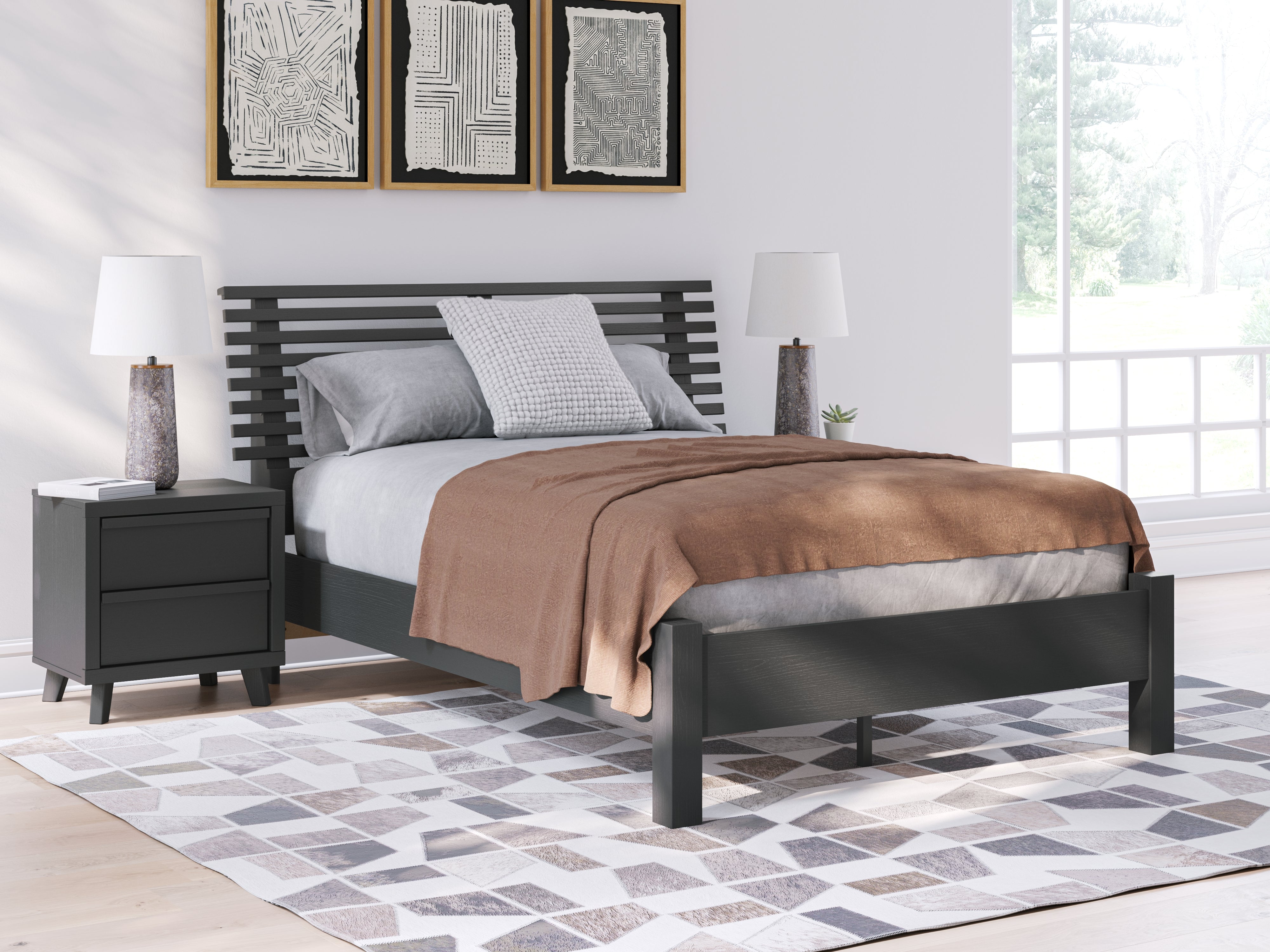 Hoover Furniture Outlet - Ashley Furniture - Danziar Full Slat Panel Bed - Full Slat Panel Bed - B1013B19