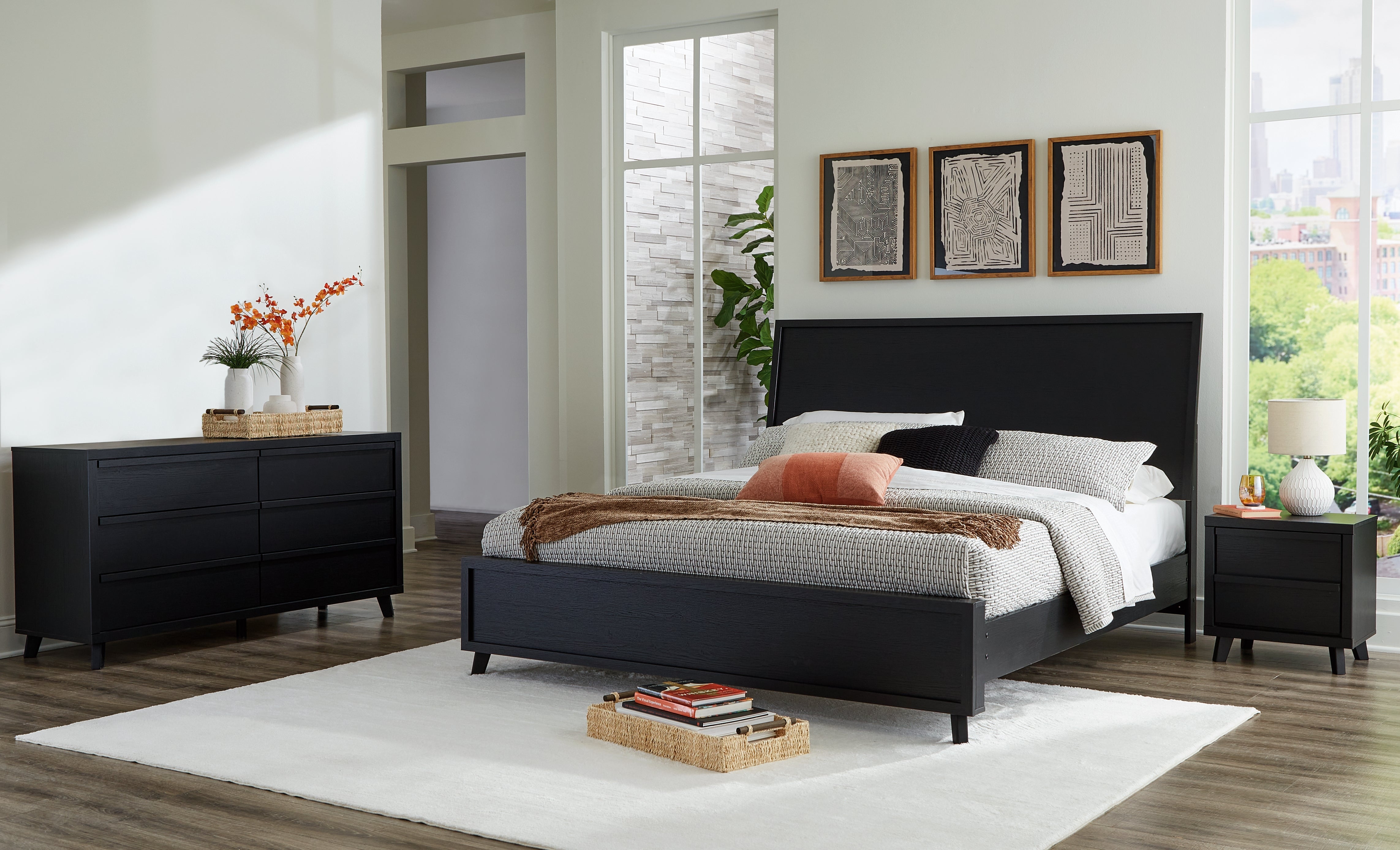 Hoover Furniture Outlet - Ashley Furniture - Danziar Queen Panel Bed, Dresser and Nightstand - Queen Panel Bed, Dresser and Nightstand - B1013B12