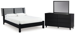 Hoover Furniture Outlet - Ashley Furniture - Danziar Full Panel Slat Bed, Dresser and Mirror - Full Panel Slat Bed, Dresser and Mirror - B1013B21