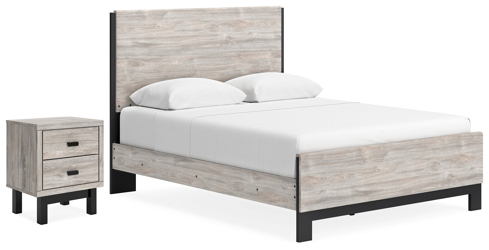 Hoover Furniture Outlet - Ashley Furniture - Vessalli Queen Panel Bed and Nightstand - Queen Panel Bed and Nightstand - B1036B13