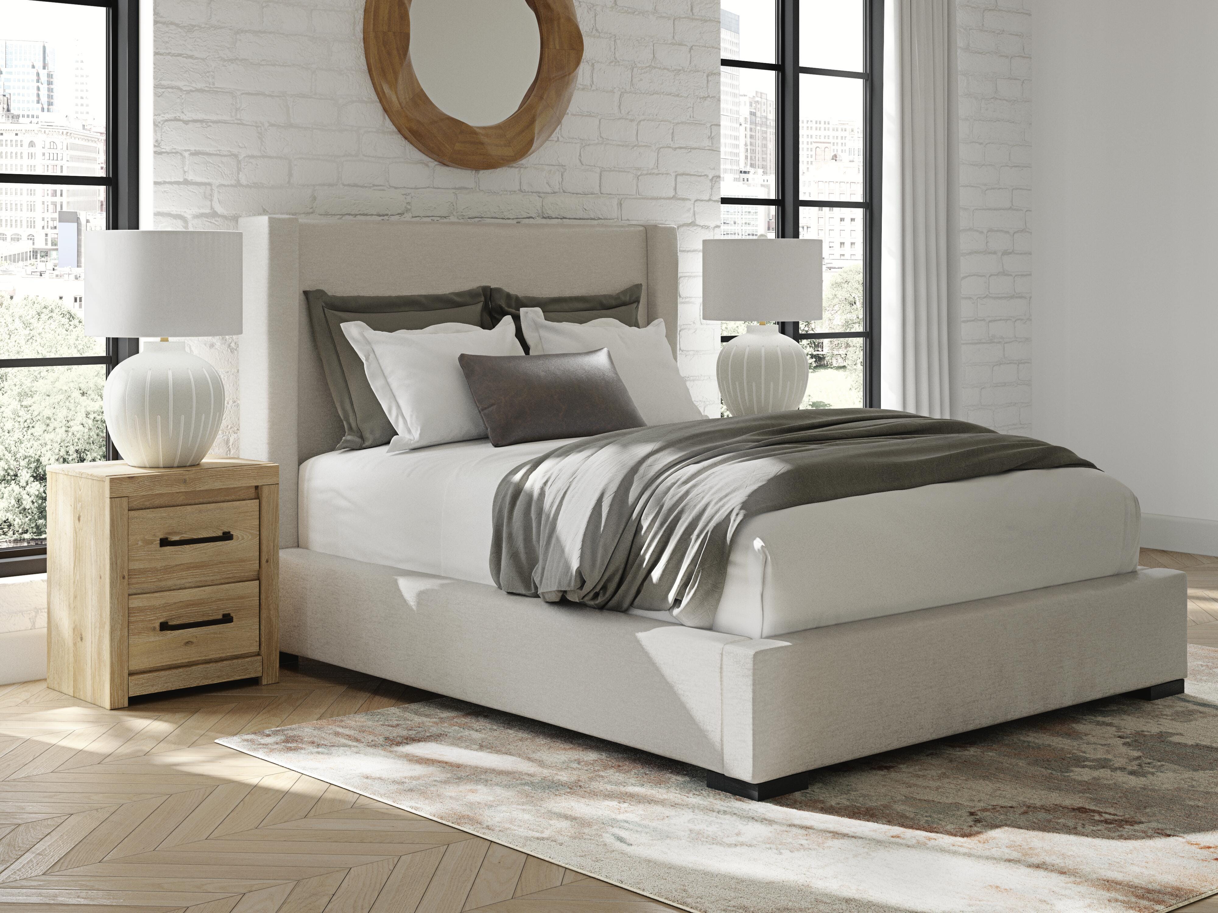 Hoover Furniture Outlet - Ashley Furniture - Brozmont Queen Upholstered Storage Bed - Queen Upholstered Storage Bed - B1045B12