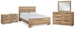 Hyanna Queen Panel Bed with Dresser, Mirror and 1 Nightstand