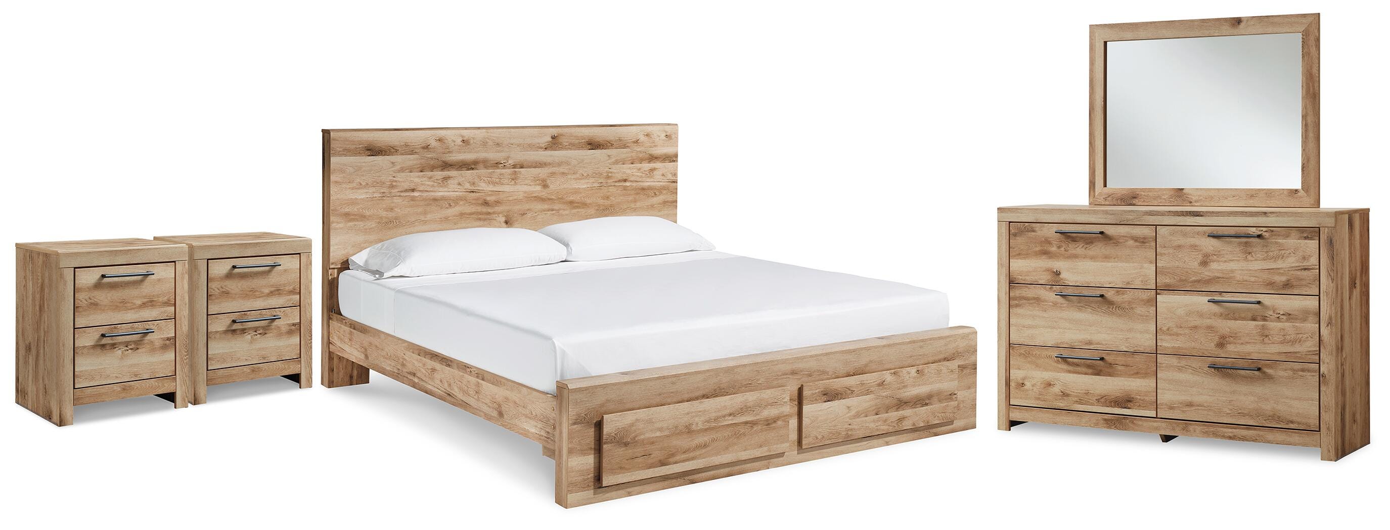 Hoover Furniture Outlet - Ashley Furniture - Hyanna King Panel Storage Bed, Dresser, Mirror and 2 Nightstands - King Panel Storage Bed, Dresser, Mirror and 2 Nightstands - B1050B72