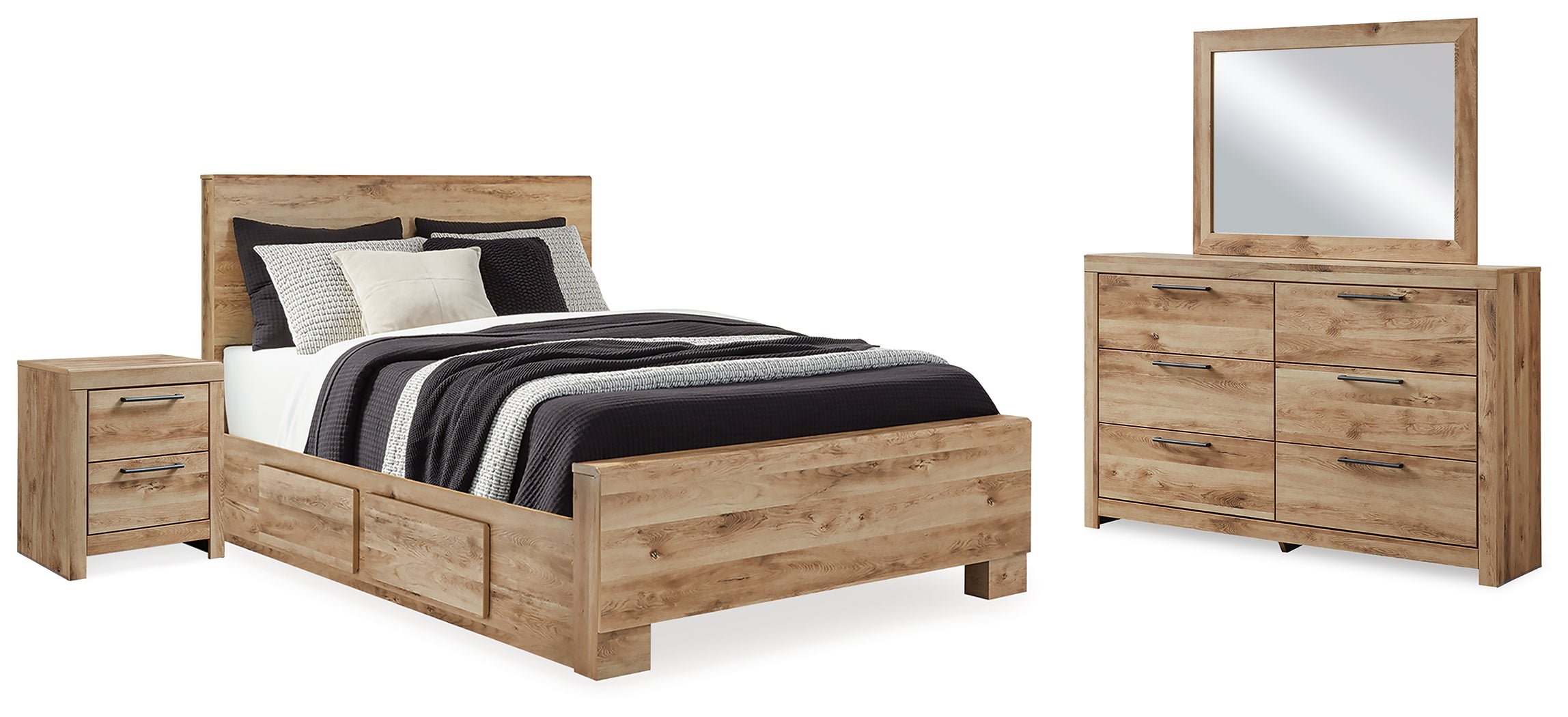 Hoover Furniture Outlet - Ashley Furniture - Hyanna Queen Panel Bed with Storage, Dresser, Mirror and Nightstand - Queen Panel Bed with Storage, Dresser, Mirror and Nightstand - B1050B59
