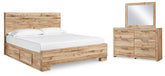 Hoover Furniture Outlet - Ashley Furniture - Hyanna King Panel Bed with 2 Side Storage, Dresser and Mirror - King Panel Bed with 2 Side Storage, Dresser and Mirror - B1050B47