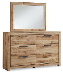 Hyanna King Panel Storage Bed with 2 Side Storage, Dresser and Mirror