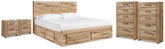 Hoover Furniture Outlet - Ashley Furniture - Hyanna King Panel Bed, 2 Chests and 2 Nightstands - King Panel Bed, 2 Chests and 2 Nightstands - B1050B70