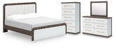 Hoover Furniture Outlet - Ashley Furniture - Kendanport King Upholstered Bed, Dresser, Mirror and Chest - King Upholstered Bed, Dresser, Mirror and Chest - B1108B16