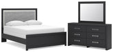 Hoover Furniture Outlet - Ashley Furniture - Maeling Queen Upholstered Panel Bed, Dresser and Mirror - Queen Upholstered Panel Bed, Dresser and Mirror - PCB1115B7