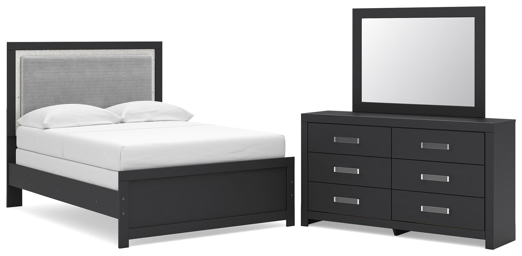 Hoover Furniture Outlet - Ashley Furniture - Maeling Full Upholstered Panel Bed, Dresser and Mirror - Full Upholstered Panel Bed, Dresser and Mirror - PCB1115B5