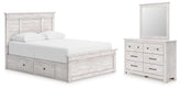 Hoover Furniture Outlet - Ashley Furniture - Makidern Queen Panel Bed with Storage, Dresser and Mirror - Queen Panel Bed with Storage, Dresser and Mirror - PCB1171B6