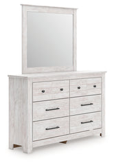 Makidern Queen Panel Bed with Storage, Dresser and Mirror
