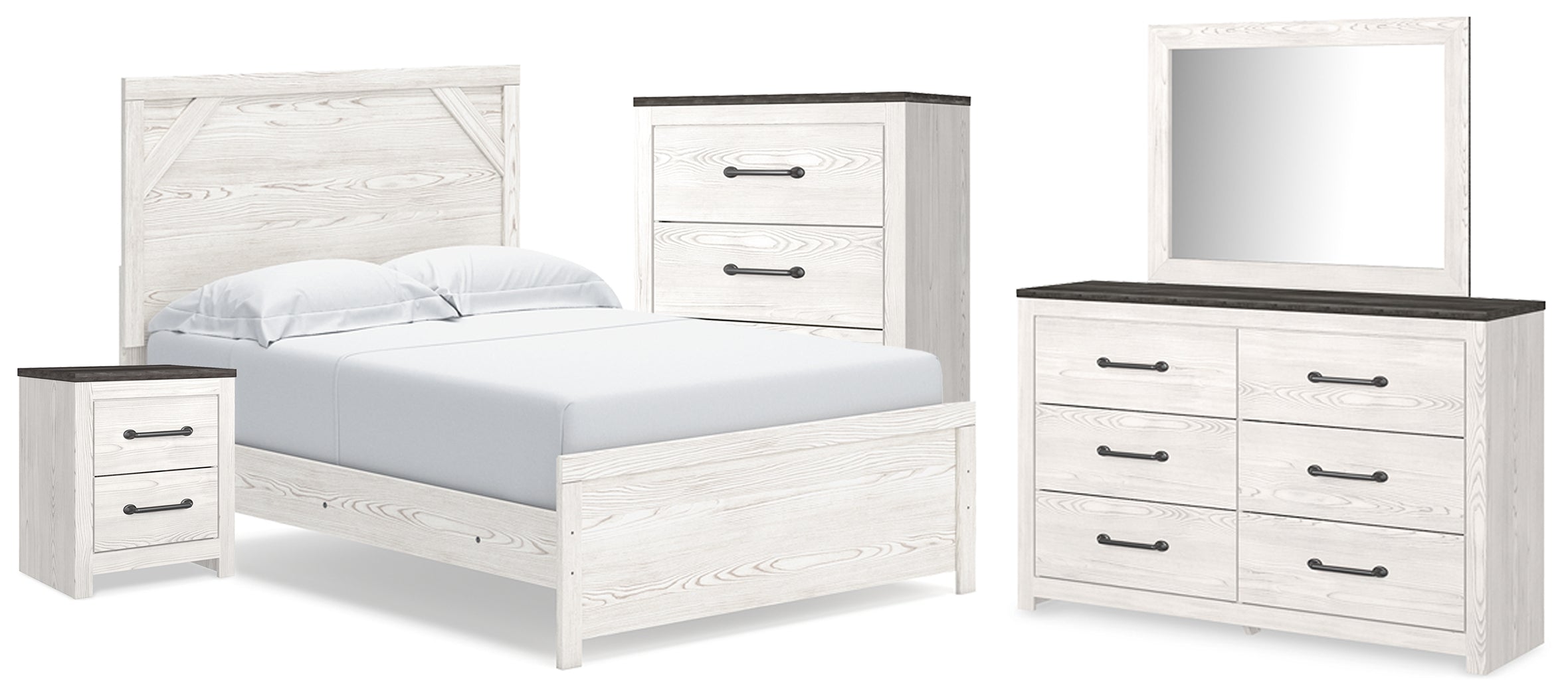 Hoover Furniture Outlet - Ashley Furniture - Gerridan Full Panel Bed, Dresser, Mirror, Chest and Nightstand - Full Panel Bed, Dresser, Mirror, Chest and Nightstand - B1190B33