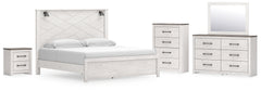 Hoover Furniture Outlet - Ashley Furniture - Gerridan King Panel Bed, Dresser, Mirror, Chest, and Nightstand - King Panel Bed, Dresser, Mirror, Chest, and Nightstand - B1190B16