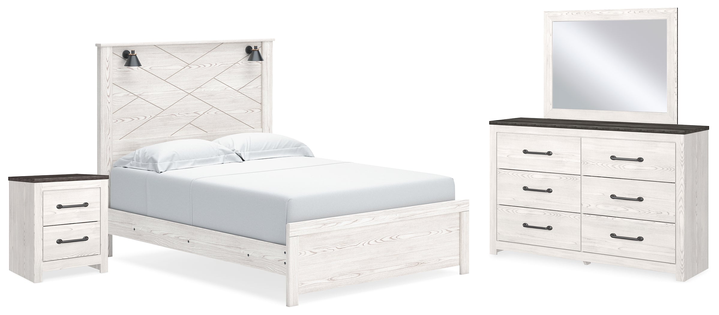 Hoover Furniture Outlet - Ashley Furniture - Gerridan Queen Panel Bed, Dresser, Mirror, and Nightstand - Queen Panel Bed, Dresser, Mirror, and Nightstand - B1190B15