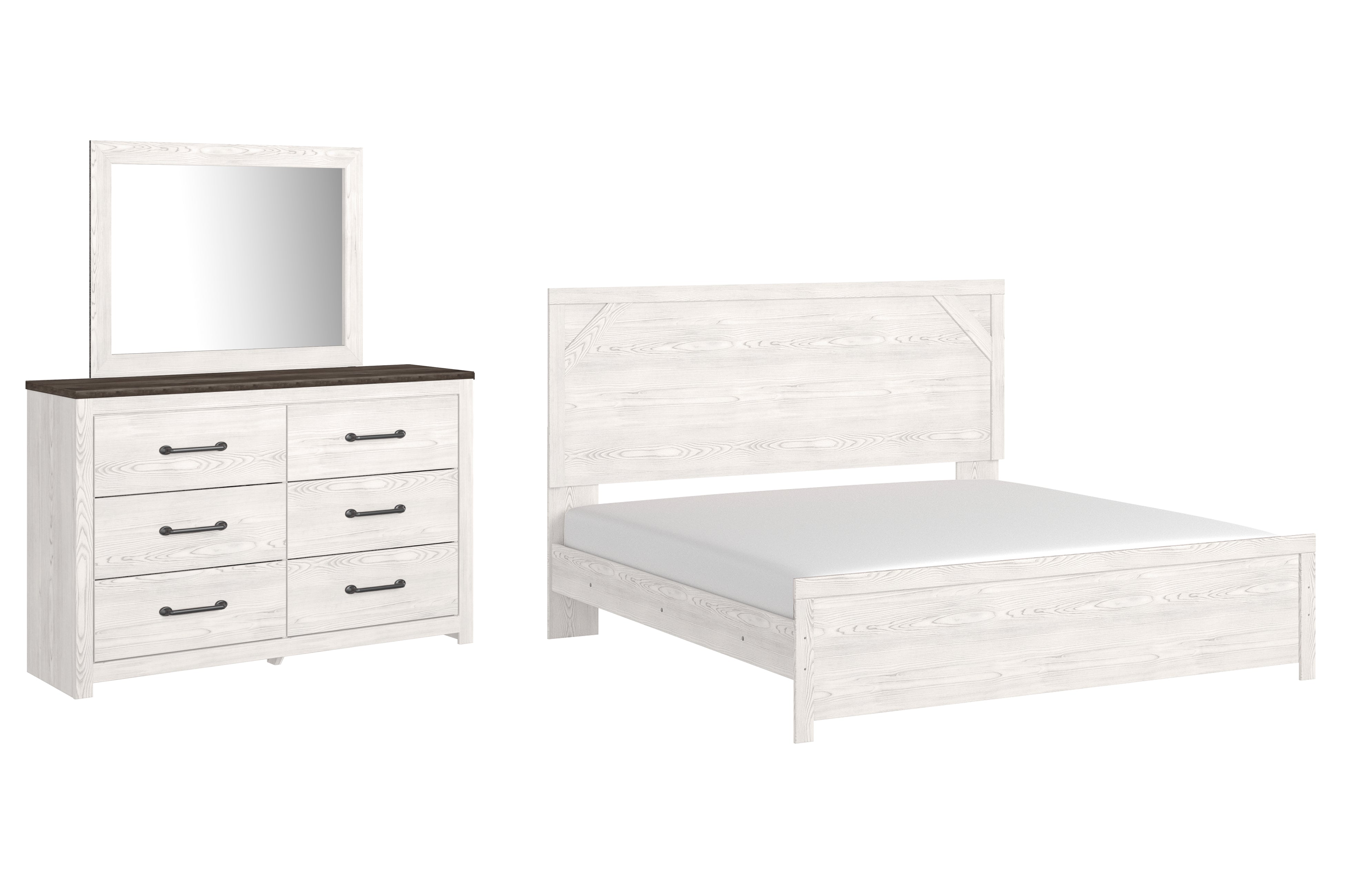 Hoover Furniture Outlet - Ashley Furniture - Gerridan King Panel Bed, Dresser and Mirror - King Panel Bed, Dresser and Mirror - B1190B29