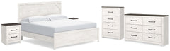 Hoover Furniture Outlet - Ashley Furniture - Gerridan King Panel Bed, Dresser, Chest and 2 Nightstands - King Panel Bed, Dresser, Chest and 2 Nightstands - B1190B27