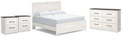 Hoover Furniture Outlet - Ashley Furniture - Gerridan King Panel Bed, Dresser and 2 Nightstands - King Panel Bed, Dresser and 2 Nightstands - B1190B32