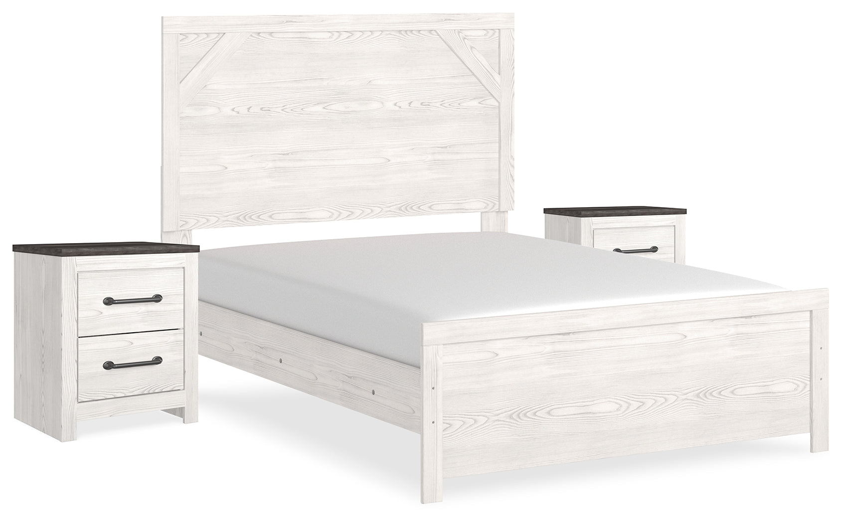 Hoover Furniture Outlet - Ashley Furniture - Gerridan Full Panel Bed and 2 Nightstands - Full Panel Bed and 2 Nightstands - B1190B12