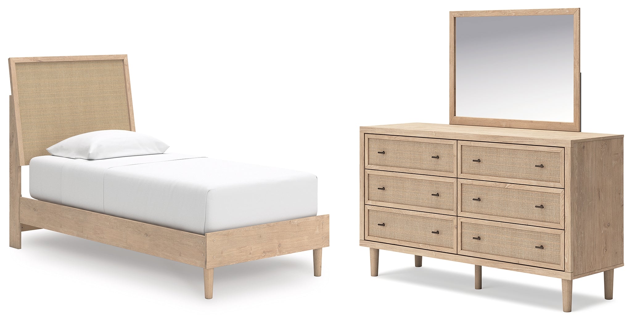 Hoover Furniture Outlet - Ashley Furniture - Cielden Twin Panel Bed, Dresser and Mirror - Twin Panel Bed, Dresser and Mirror - B1199B19