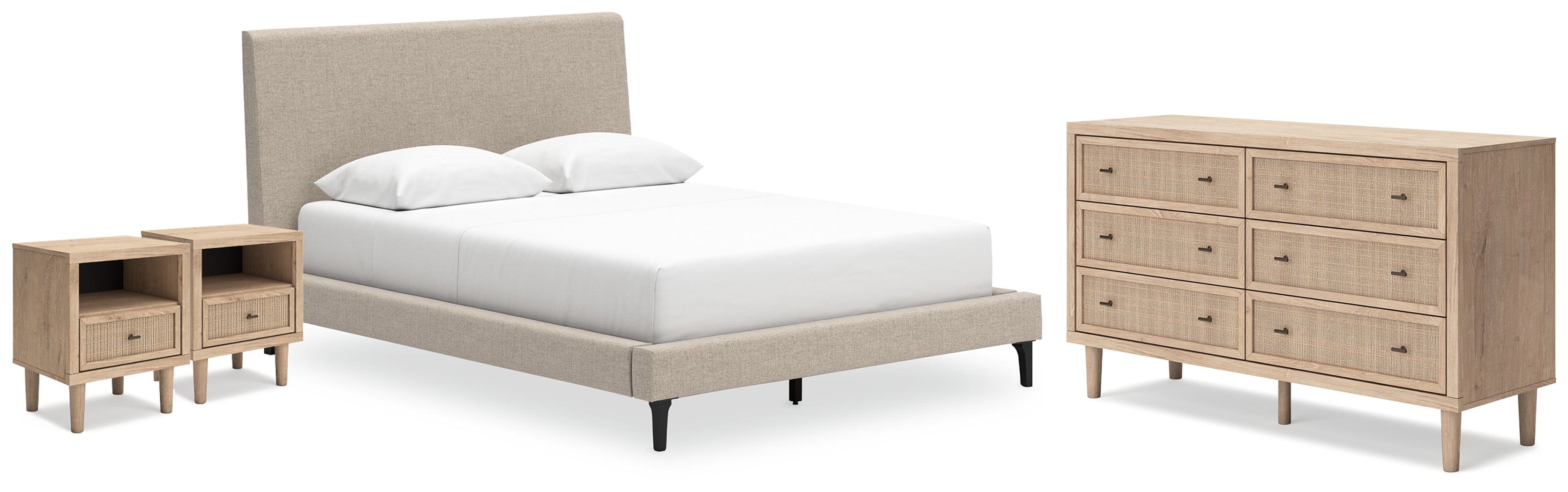 Hoover Furniture Outlet - Ashley Furniture - Cielden Queen Upholstered Bed, Dresser and 2 Nightstands - Queen Upholstered Bed, Dresser and 2 Nightstands - B1199B20