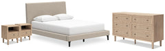 Hoover Furniture Outlet - Ashley Furniture - Cielden Queen Upholstered Bed, Dresser and 2 Nightstands - Queen Upholstered Bed, Dresser and 2 Nightstands - B1199B20