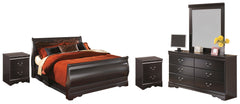 Hoover Furniture Outlet - Ashley Furniture - Huey Vineyard Full Sleigh Bed with Mirrored Dresser and 2 Nightstands - Full Sleigh Bed with Mirrored Dresser and 2 Nightstands - B128B11