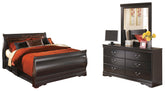 Hoover Furniture Outlet - Ashley Furniture - Huey Vineyard Queen Sleigh Bed with Dresser and Mirror - Queen Sleigh Bed with Dresser and Mirror - B128B6